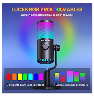 Foto 4 | Micrófono Gamer Condensador Usb Podcast Pc Dm30 Rgb Maono Negro