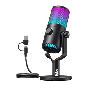 Foto 1 | Micrófono Gamer Condensador Usb Podcast Pc Dm30 Rgb Belug Negro
