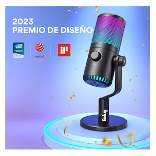 Foto 2 | Micrófono Gamer Condensador Usb Podcast Pc Dm30 Rgb Belug Negro