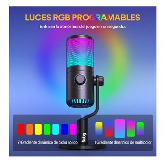 Foto 4 | Micrófono Gamer Condensador Usb Podcast Pc Dm30 Rgb Belug Negro