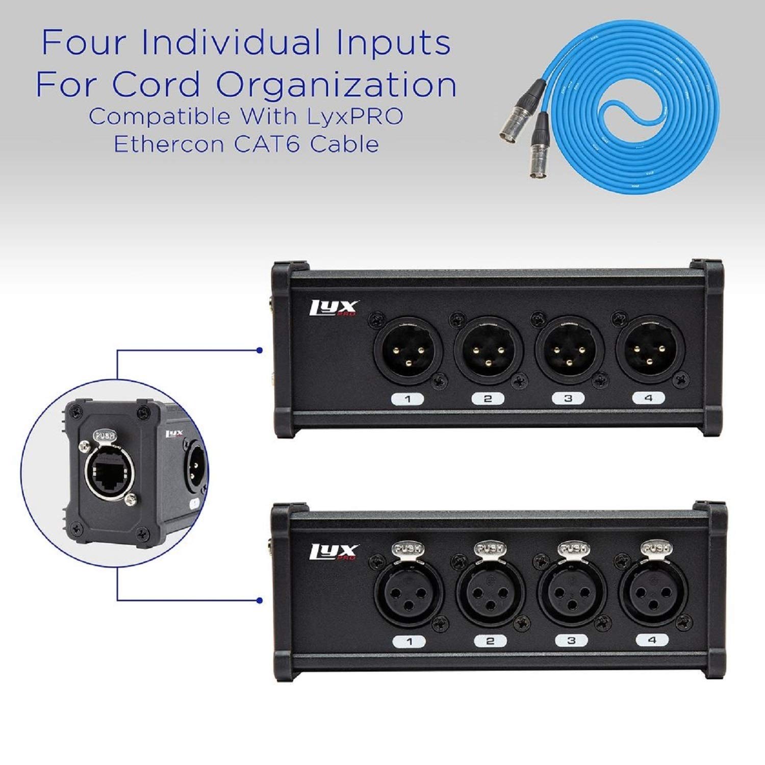 Foto 5 pulgar | Cable Xlr Lyxpro De 4 Canales Y 3 Pines Macho/hembra A Rj45 - Venta Internacional.