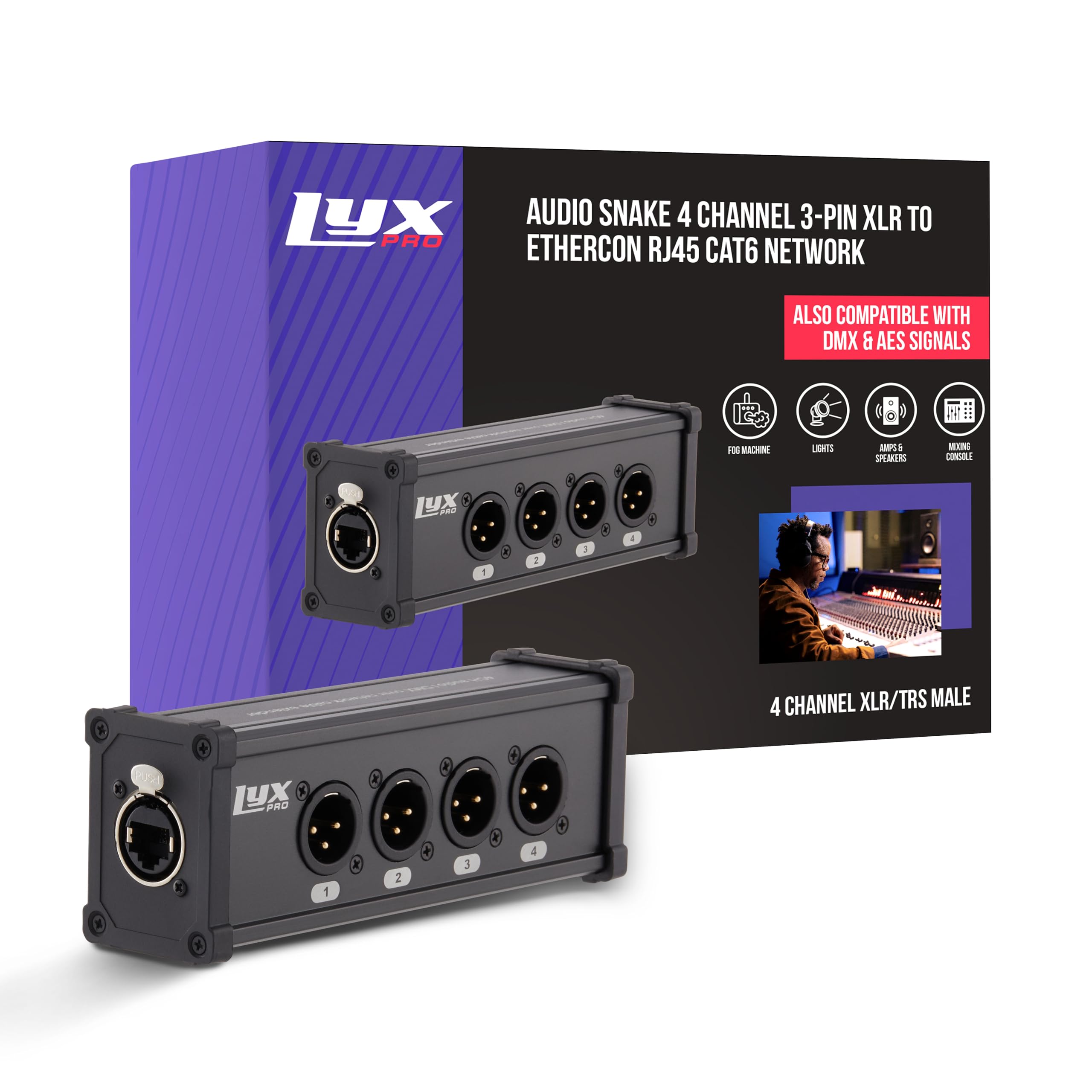 Cable Xlr Breakout Lyxpro De 4 Canales, Doble Entrada, 3 Pines, Macho - Venta Internacional.