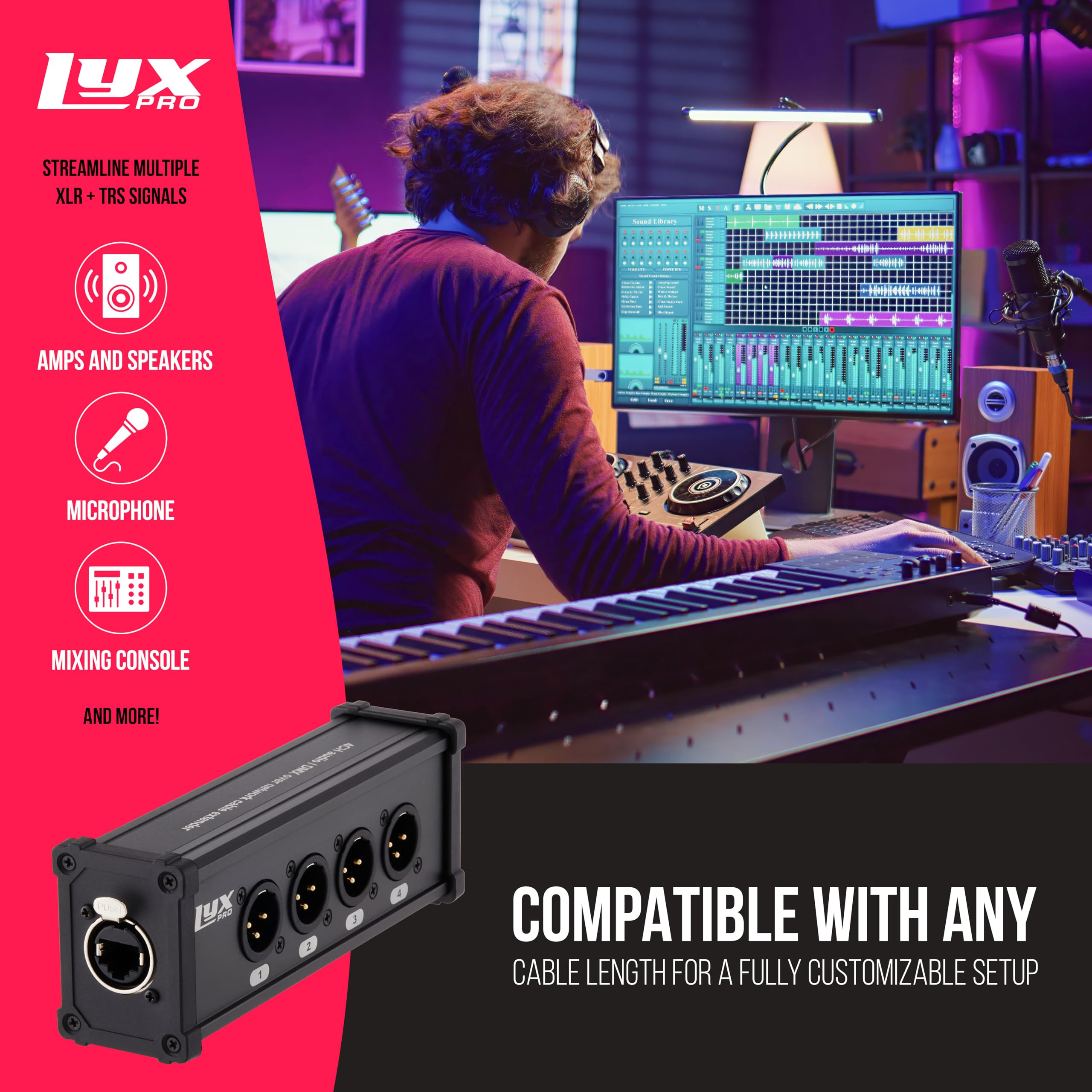 Foto 6 pulgar | Cable Xlr Breakout Lyxpro De 4 Canales, Doble Entrada, 3 Pines, Macho - Venta Internacional.