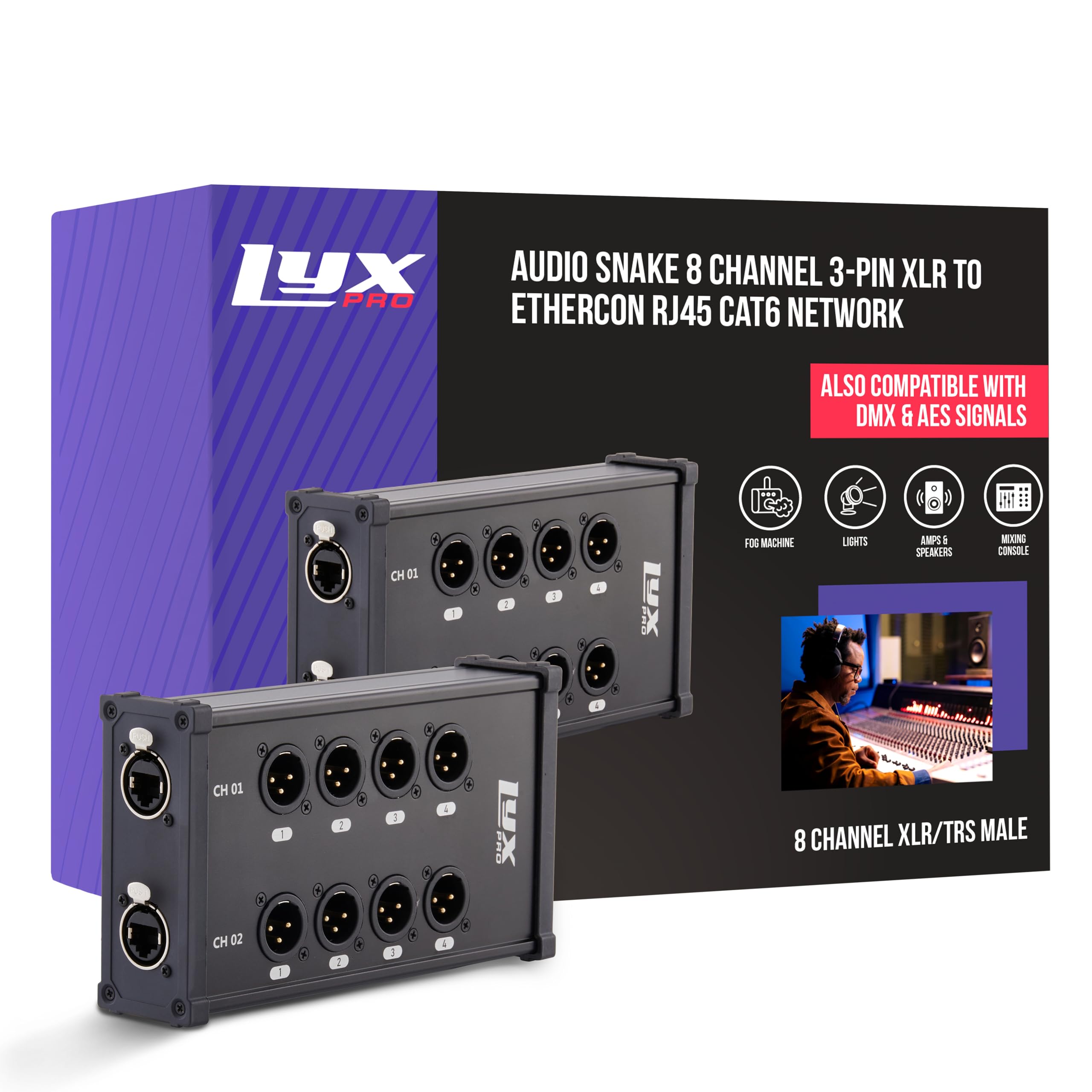 Foto 1 | Cable Xlr Lyxpro De 8 Canales, Doble Entrada, 3 Pines Macho A Rj45 - Venta Internacional.
