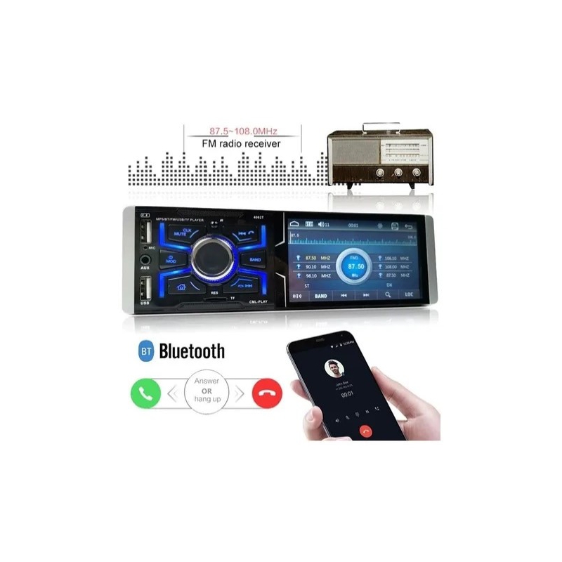 Foto 2 | Radio De Coche, Reproductor Mp5 Bluetooth De 4,1 Pulgadas Con Pantalla Táctil Din - Venta Internacional.