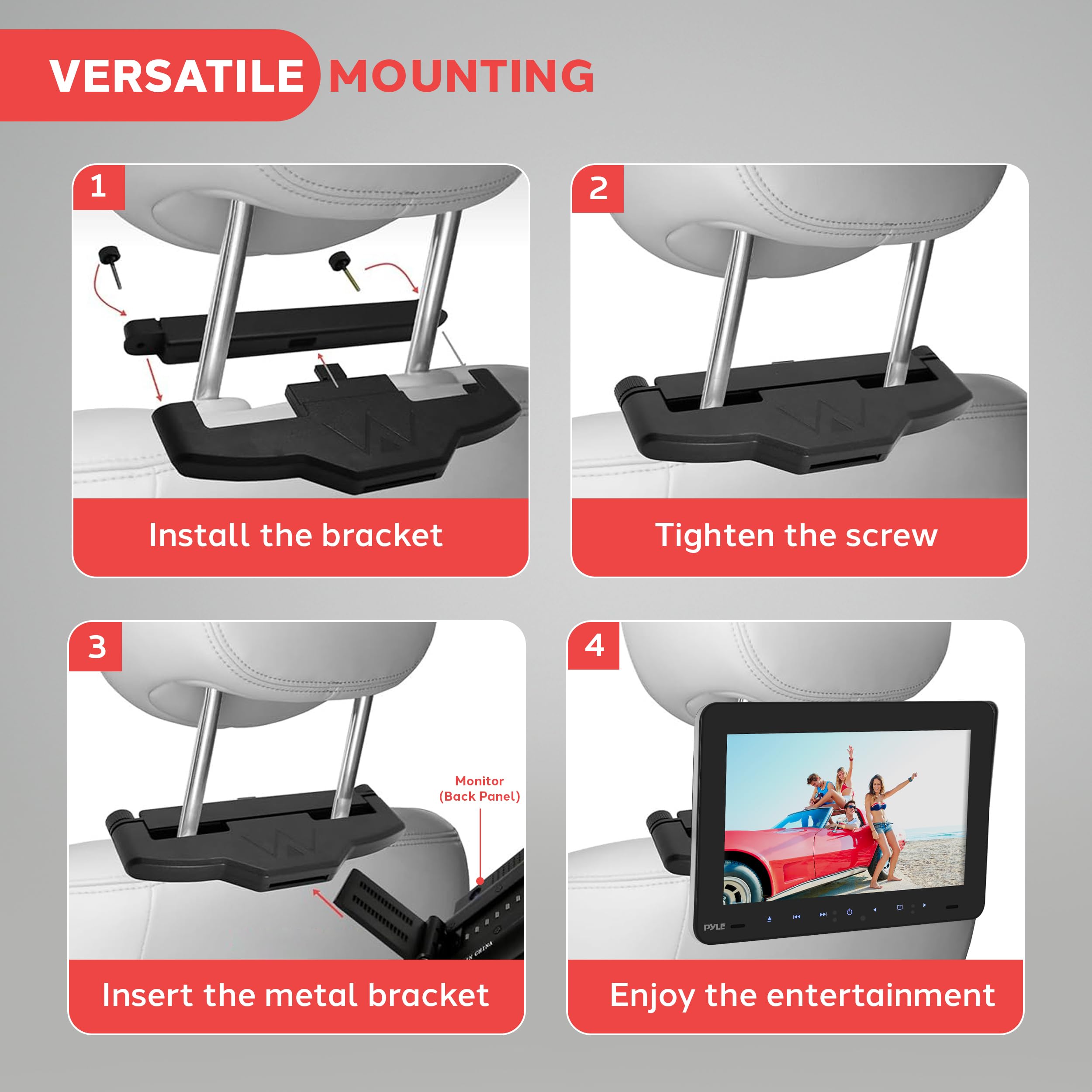 Foto 3 | Reproductor De Discos Multimedia Pyle De 9,4 Pulgadas Con Soporte Para Reposacabezas De Vehículos - Venta Internacional