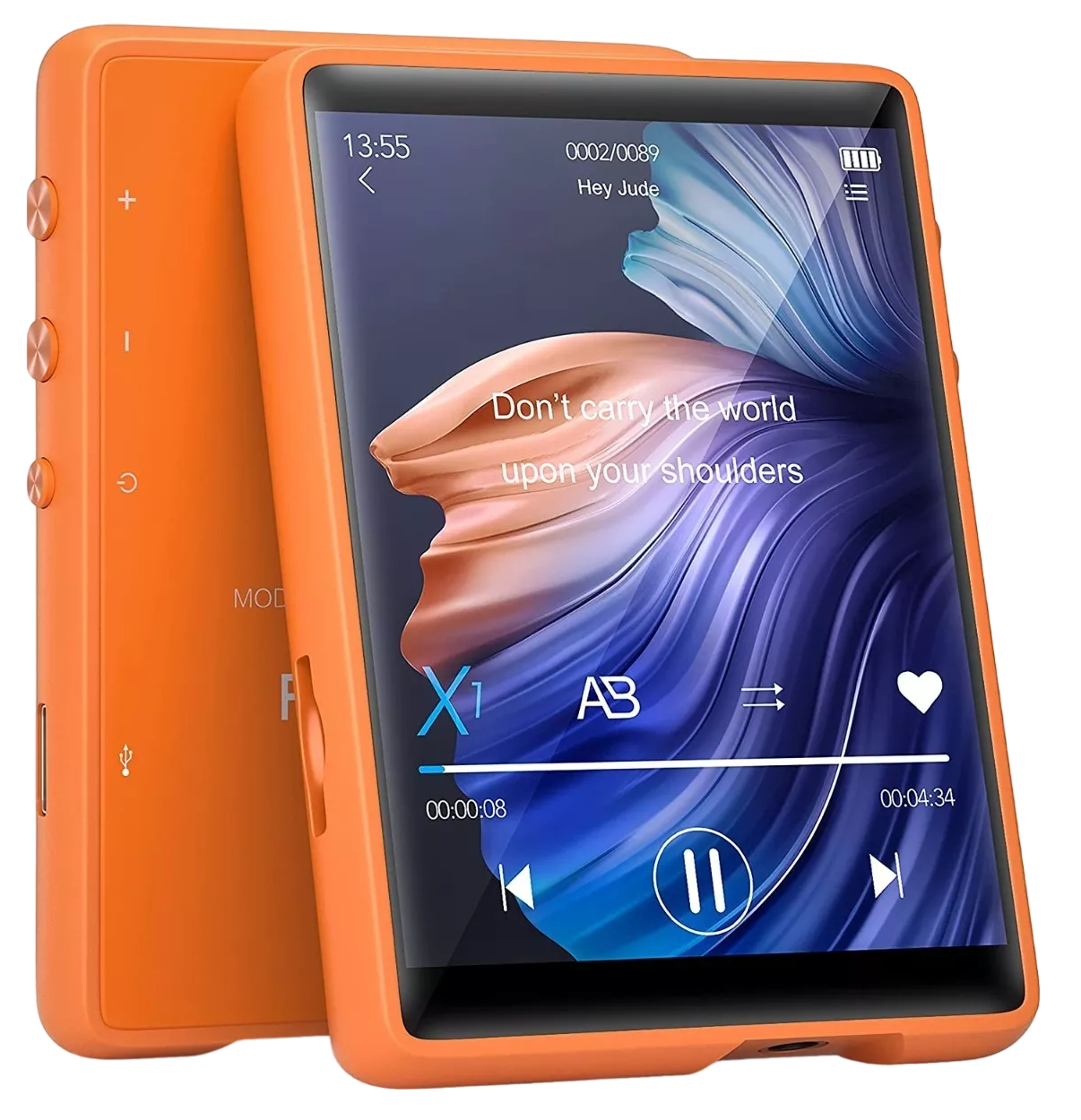 Reproductor de Música Digital Mp3 Mp4 32g con Pantalla Táctil Naranja