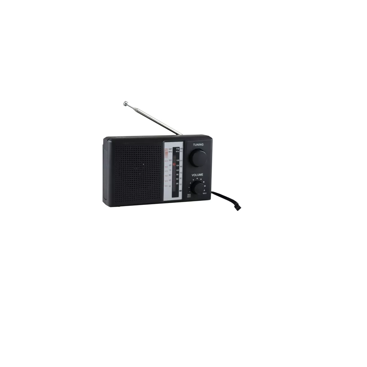 Radio Portátil Am Fm Con Bocina Altavoz Y Para Audifonos Eo Safe Imports Esi-16469 Negro