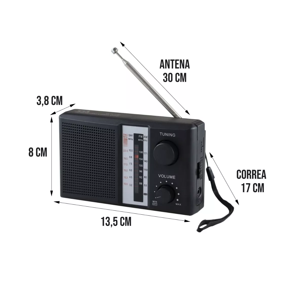 Foto 4 pulgar | Radio Portátil Am Fm Con Bocina Altavoz Y Para Audifonos Eo Safe Imports Esi-16469 Negro