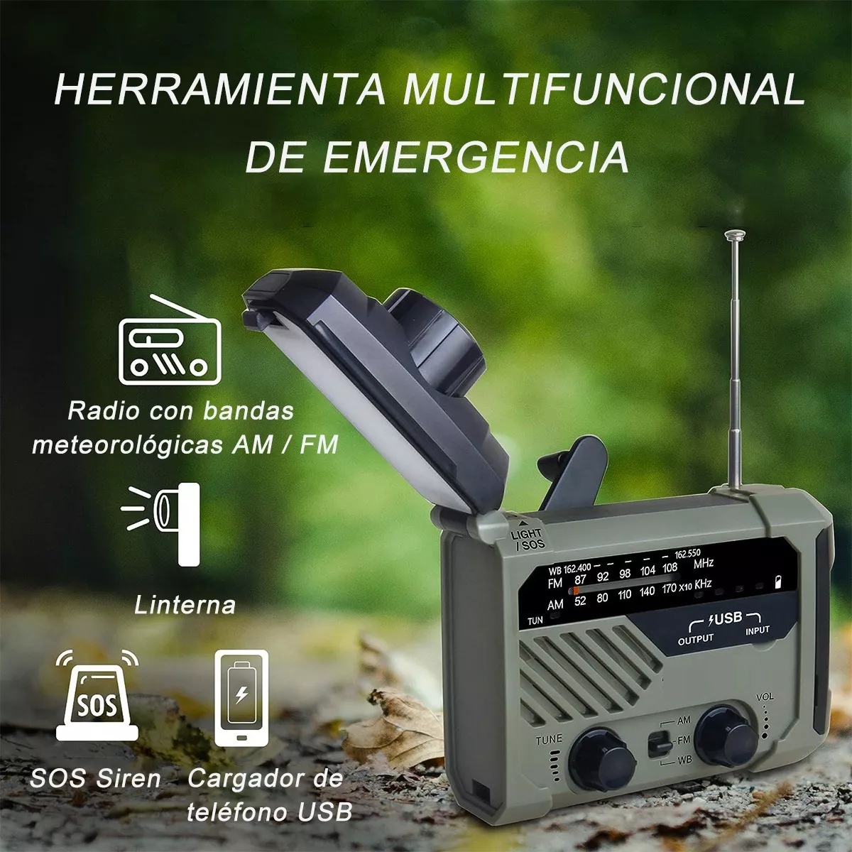 Foto 3 pulgar | Radio Solar Emergencia Portatil Recargable Powerbank Luz Led Eo Safe Imports Esi-16474 Multicolor