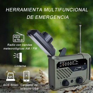 Foto 2 | Radio Solar Emergencia Portatil Recargable Powerbank Luz Led Eo Safe Imports Esi-16474 Multicolor