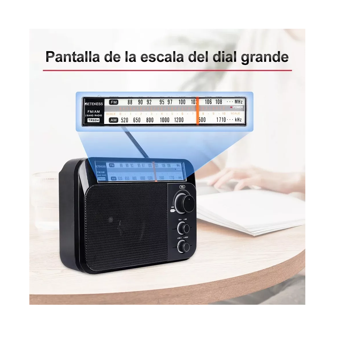 Foto 3 | Radio Am Fm Portátil Para Mayores Con Esfera Y Pomo Grande Eo Safe Imports Esi-16468 Negro