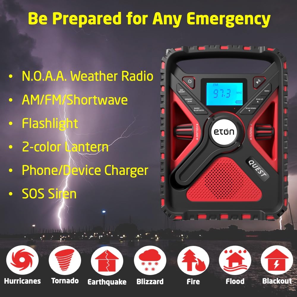 Foto 4 pulgar | Radio Meteorológica Eton Quest Hand Crank Noaa Am/fm Shortwave - Venta Internacional.