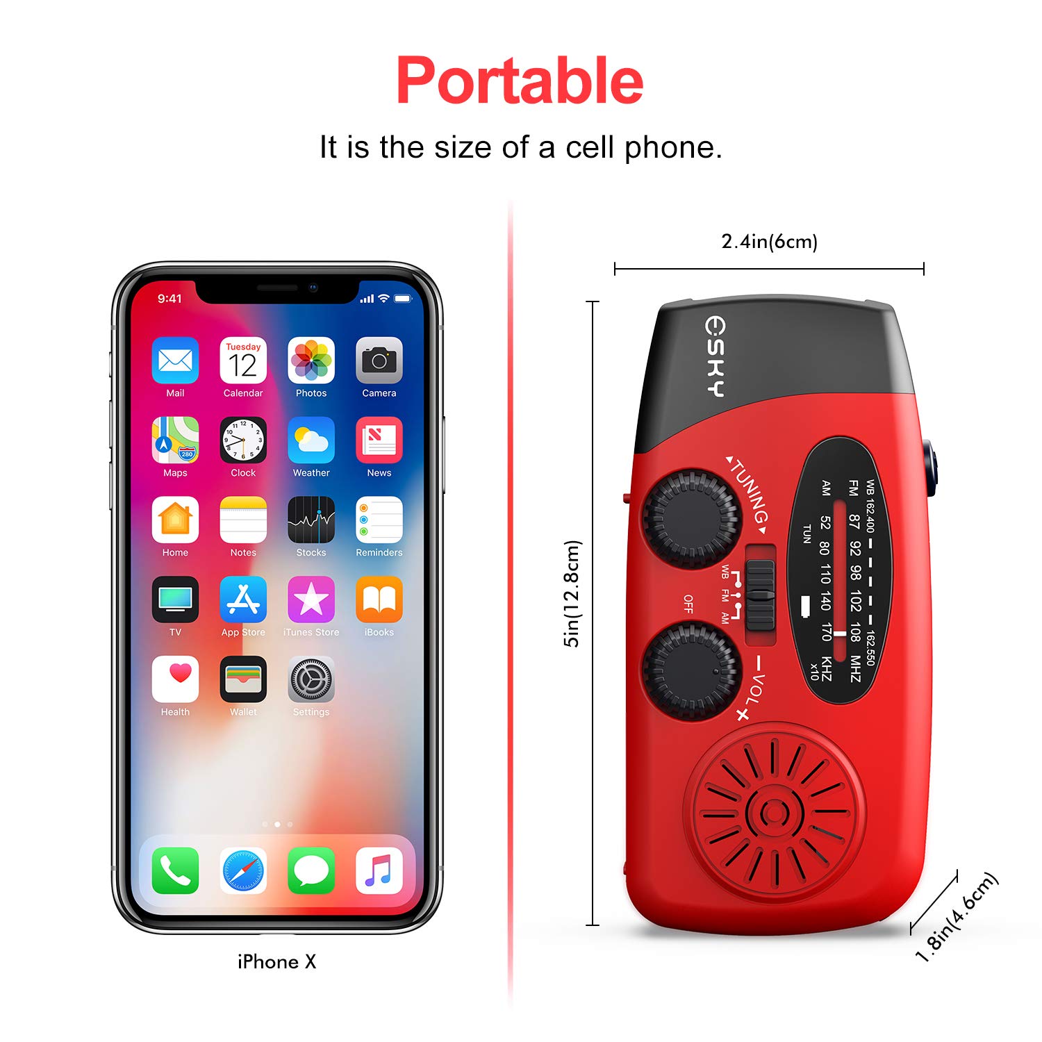 Foto 4 pulgar | Radio De Manivela De Emergencia Esky 7400 Mwh Con Linterna Y Batería Externa - Venta Internacional.