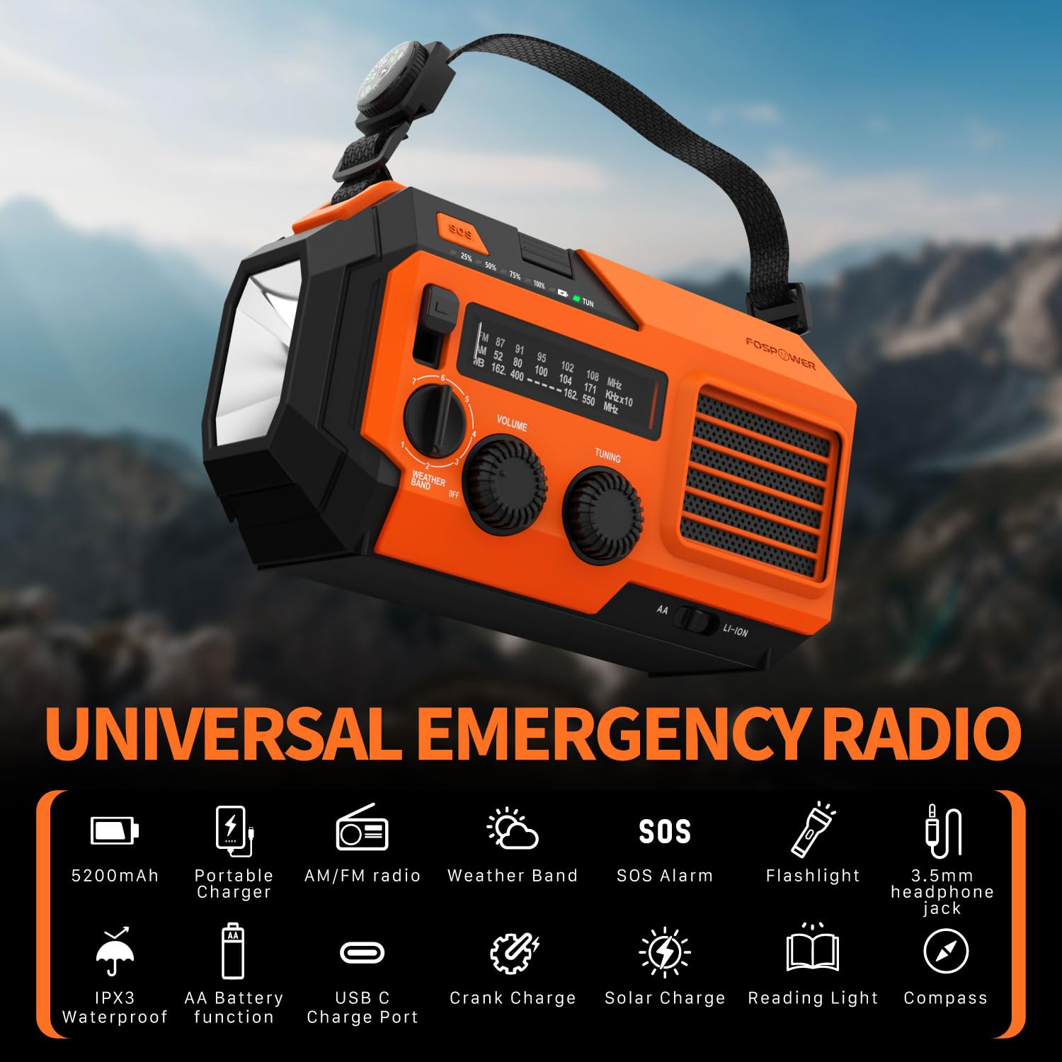 Foto 7 | Radio Meteorológica De Emergencia Fospower A6 Con Banco De Energía De 19240 Mwh - Venta Internacional.