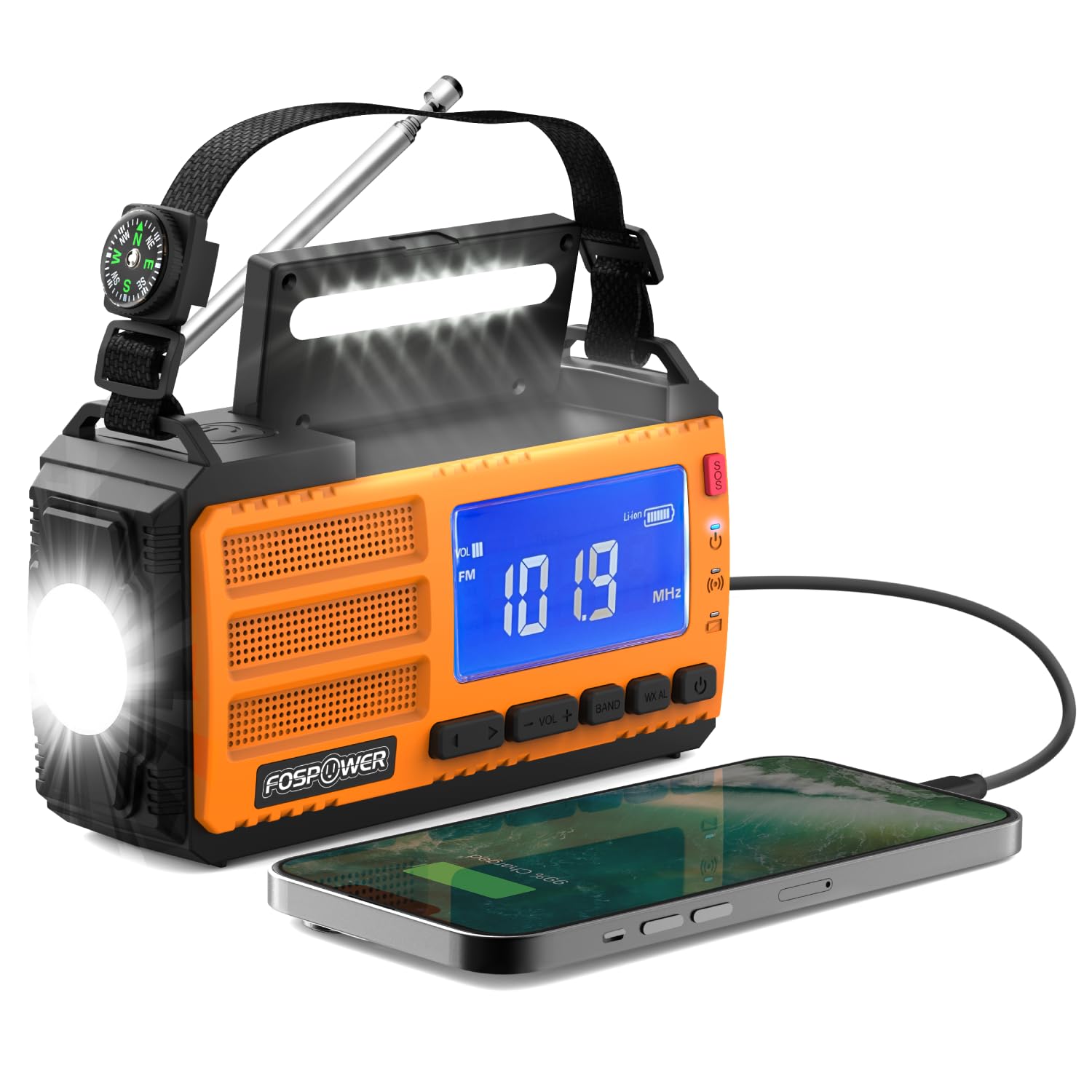 Radio Meteorológica De Emergencia Fospower D8 Con Batería Externa De 37000 Mwh - Venta Internacional.