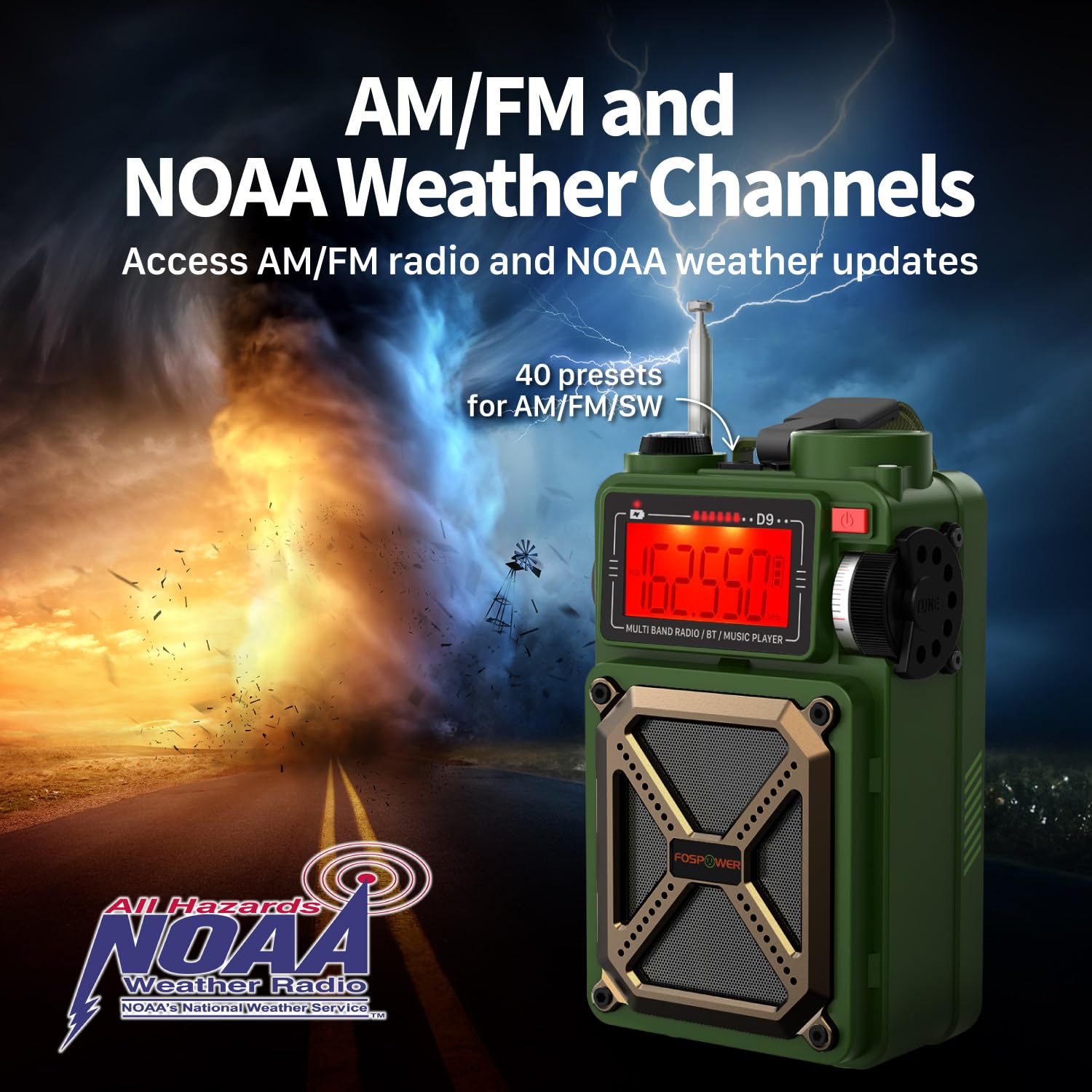 Foto 3 pulgar | Radio Meteorológica De Emergencia Fospower D9 Con Batería Externa De 14800 Mah - Venta Internacional.