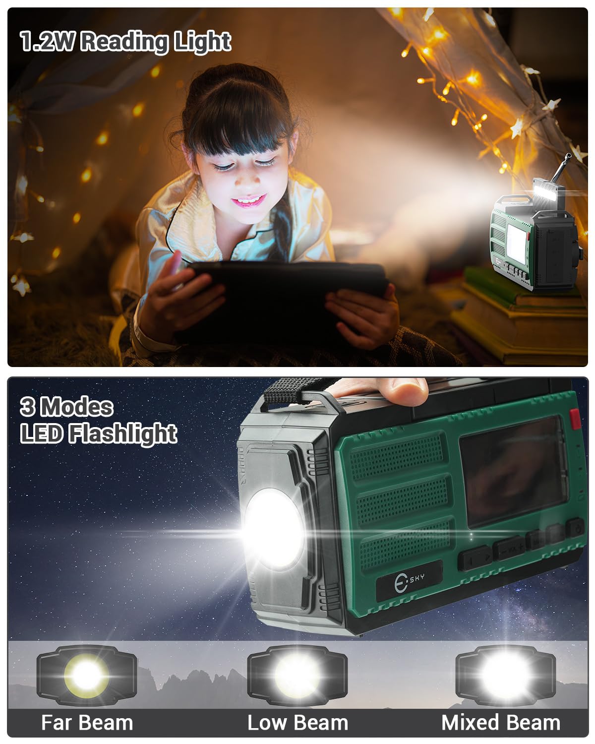 Foto 6 pulgar | Radio De Manivela De Emergencia Esky De 10000 Mah Con Linterna Y Sos - Venta Internacional.