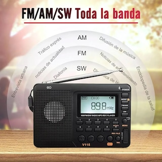 Foto 2 | Radio Am Fm Portátil Sw Reproductor De Mp3 Eo Safe Imports Esi-20210 Negro