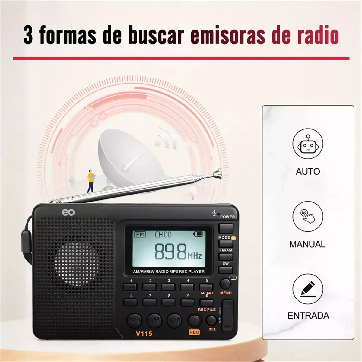 Foto 4 pulgar | Radio Am Fm Portátil Sw Reproductor De Mp3 Eo Safe Imports Esi-20210 Negro