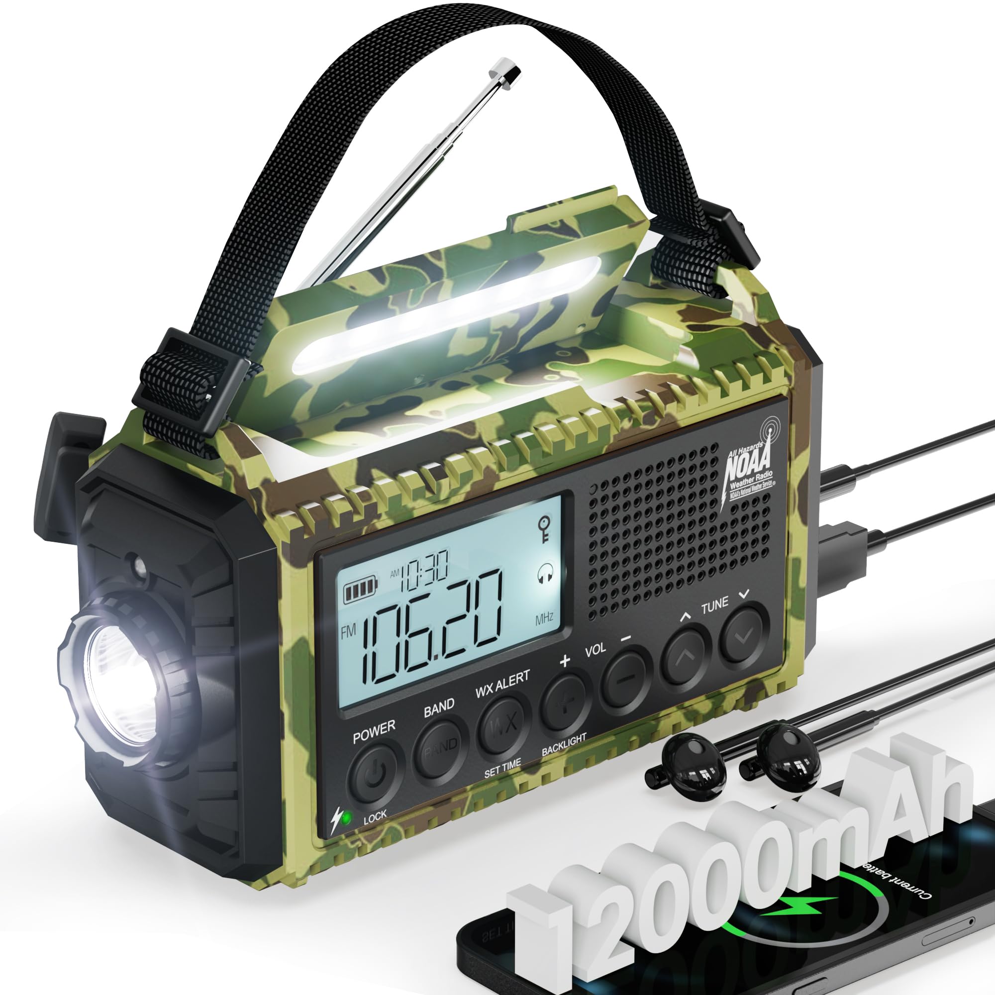 Foto 1 | Radio De Emergencia Roxicosly Con Manivela De 1200 Mah Con Linterna - Venta Internacional.