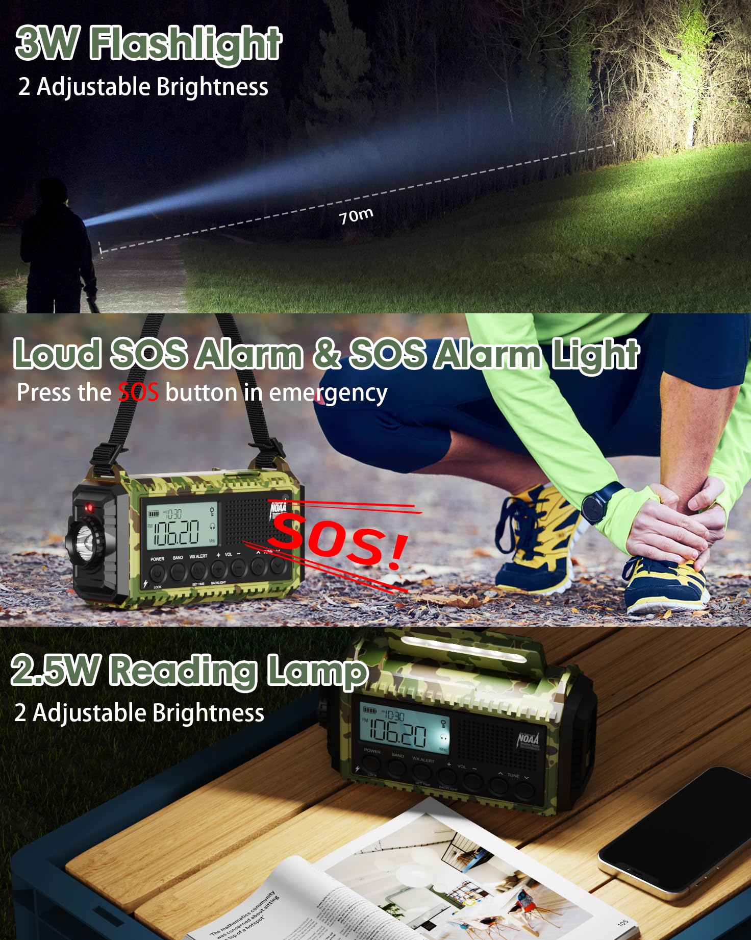 Foto 6 pulgar | Radio De Emergencia Roxicosly Con Manivela De 1200 Mah Con Linterna - Venta Internacional.
