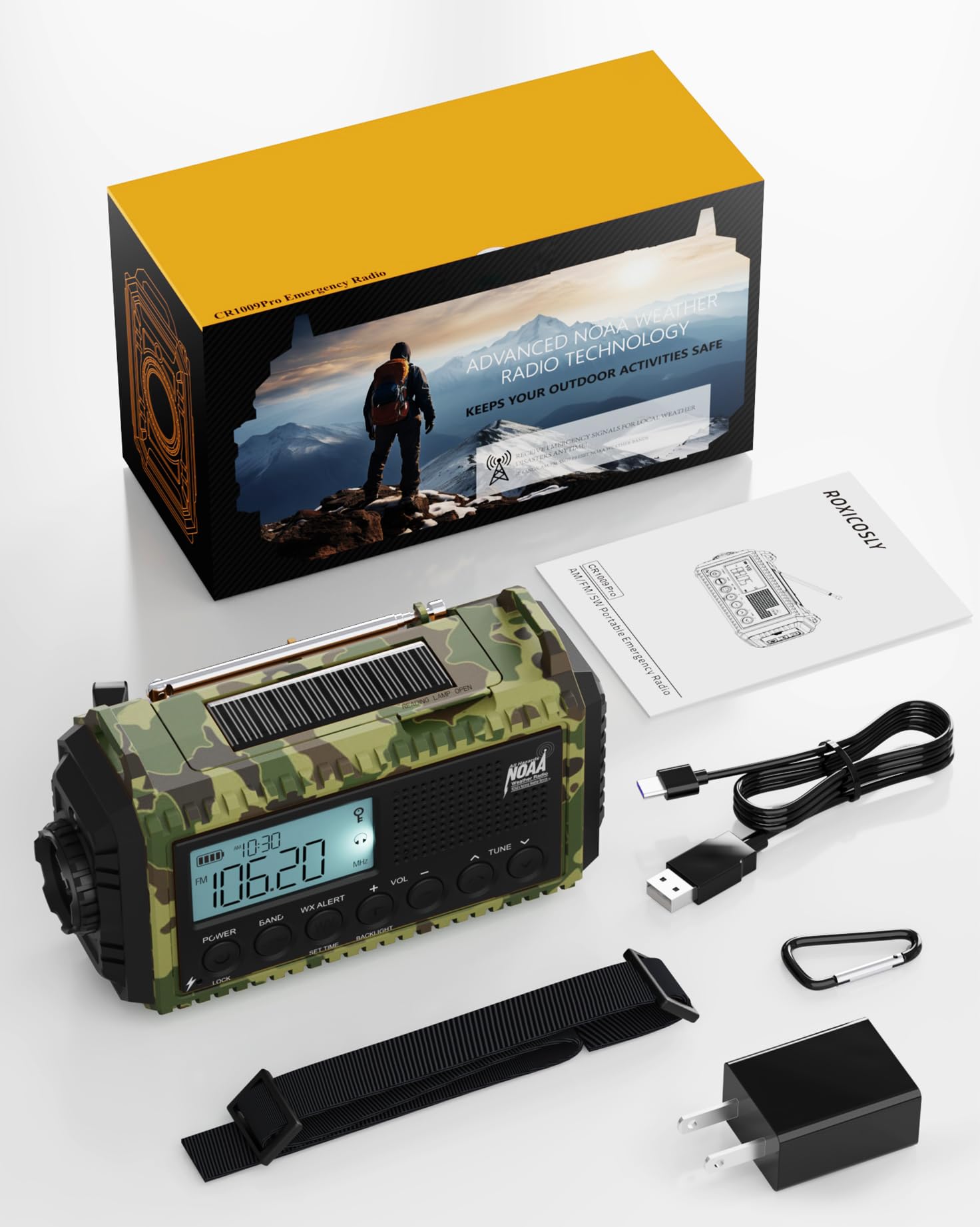 Foto 7 | Radio De Emergencia Roxicosly Con Manivela De 1200 Mah Con Linterna - Venta Internacional.
