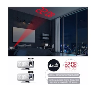 Foto 4 | Reloj Despertador LED Eo Safe Imports Esi-8630 color Blanco con Radio y Proyector Pantalla Grande