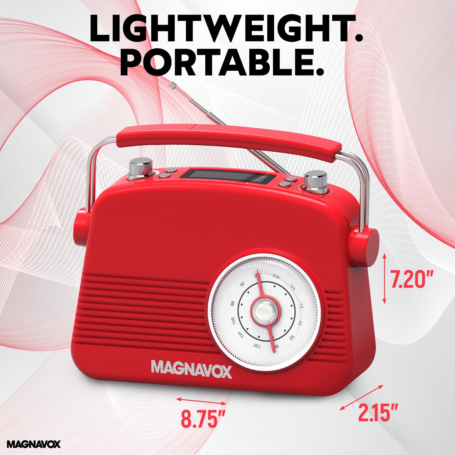 Foto 5 pulgar | Despertador Radio Magnavox Retro Con Bluetooth - Rojo - Venta Internacional.