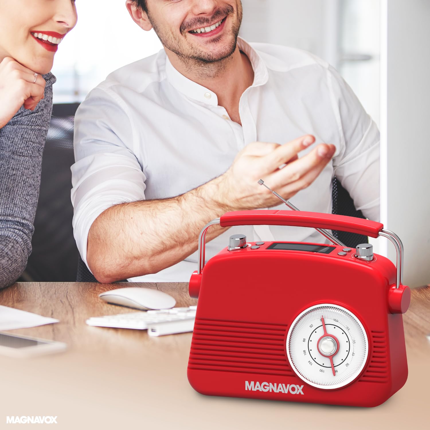 Foto 8 pulgar | Despertador Radio Magnavox Retro Con Bluetooth - Rojo - Venta Internacional.