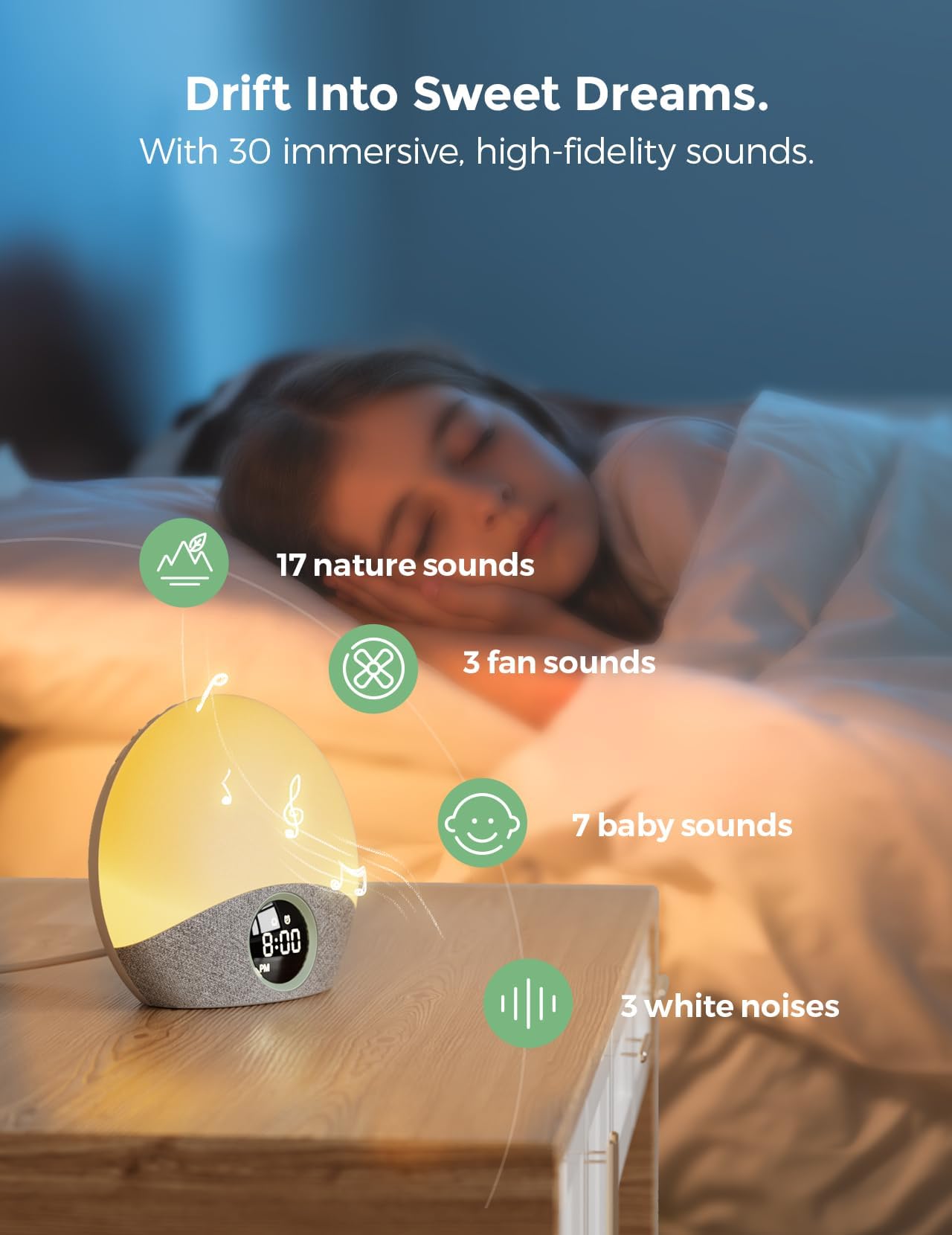 Foto 5 | Despertador Sunrise, Luz Para Despertador, Máquina De Ruido Blanco, Momcozy - Venta Internacional.