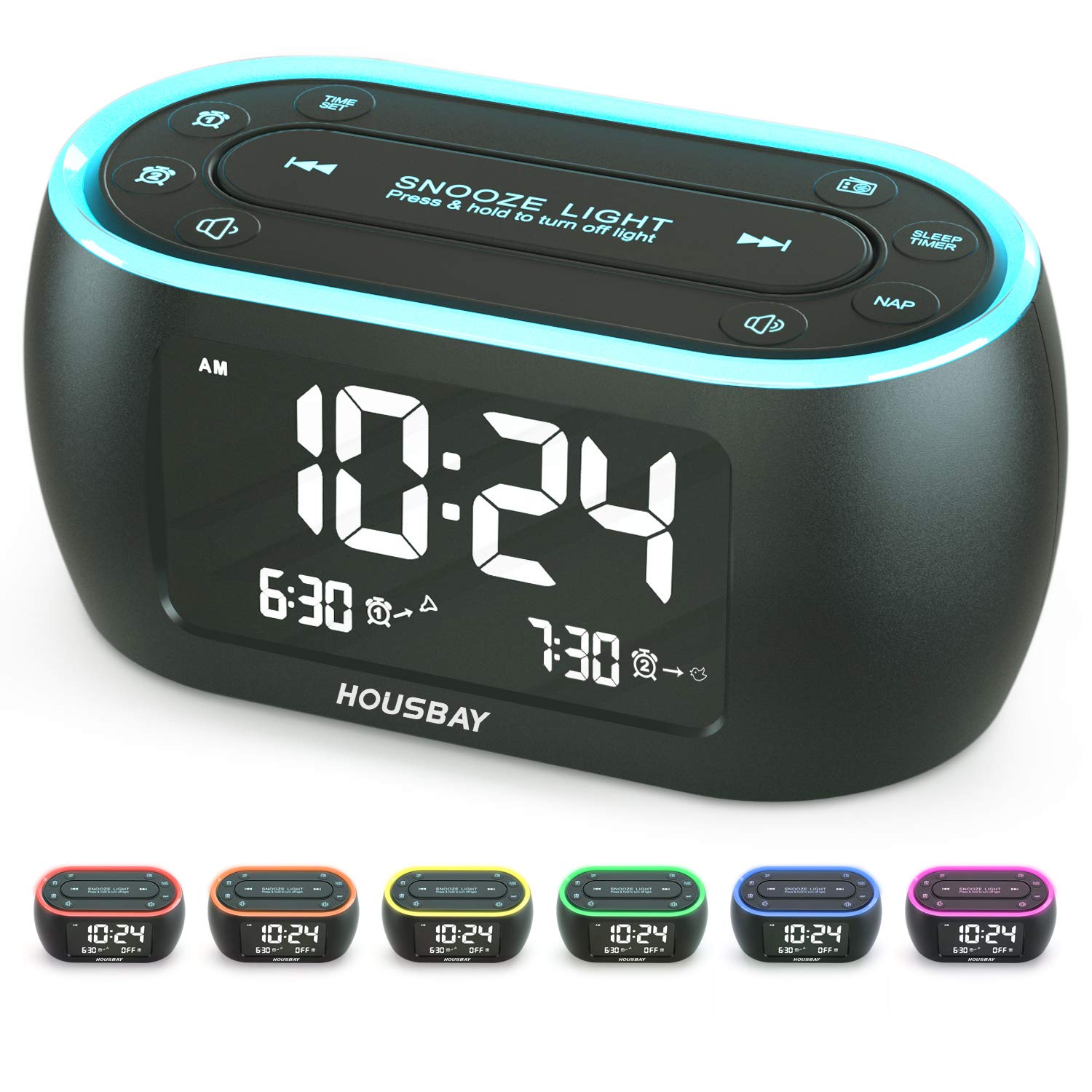 Foto 2 pulgar | Radio Despertador Housbay Glow Con Luz Nocturna, Alarma Doble - Venta Internacional.