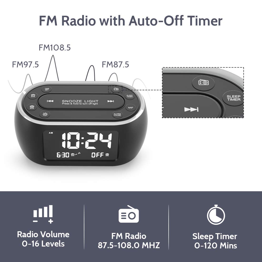 Foto 4 pulgar | Radio Despertador Housbay Glow Con Luz Nocturna, Alarma Doble - Venta Internacional.
