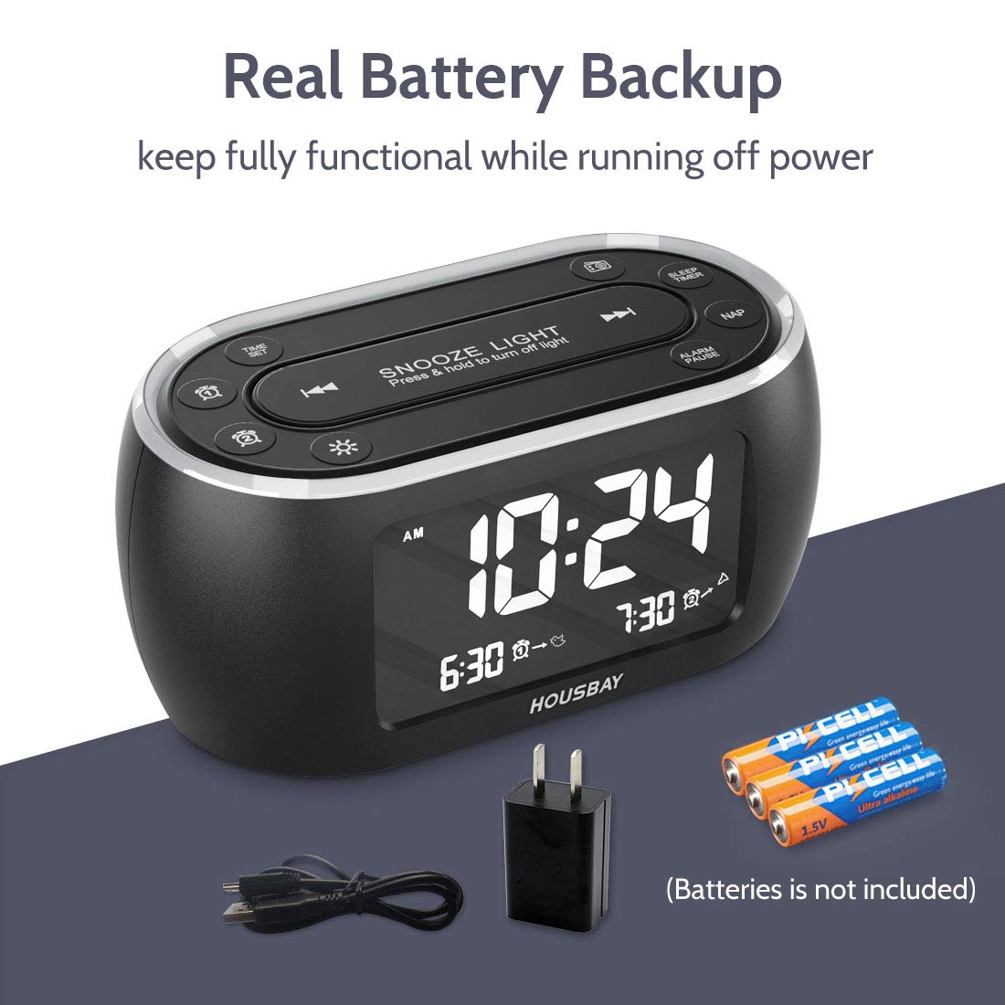Foto 4 | Radio Despertador Housbay Glow Con Luz Nocturna, Alarma Doble - Venta Internacional.