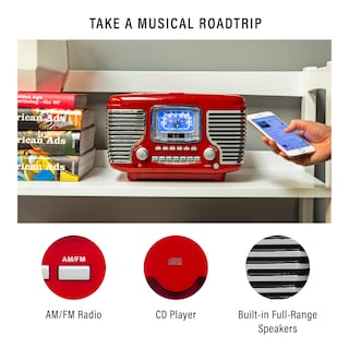 Foto 3 | Radio Despertador Con Reproductor De Cd Crosley Cr612b-re Corsair Red - Venta Internacional.