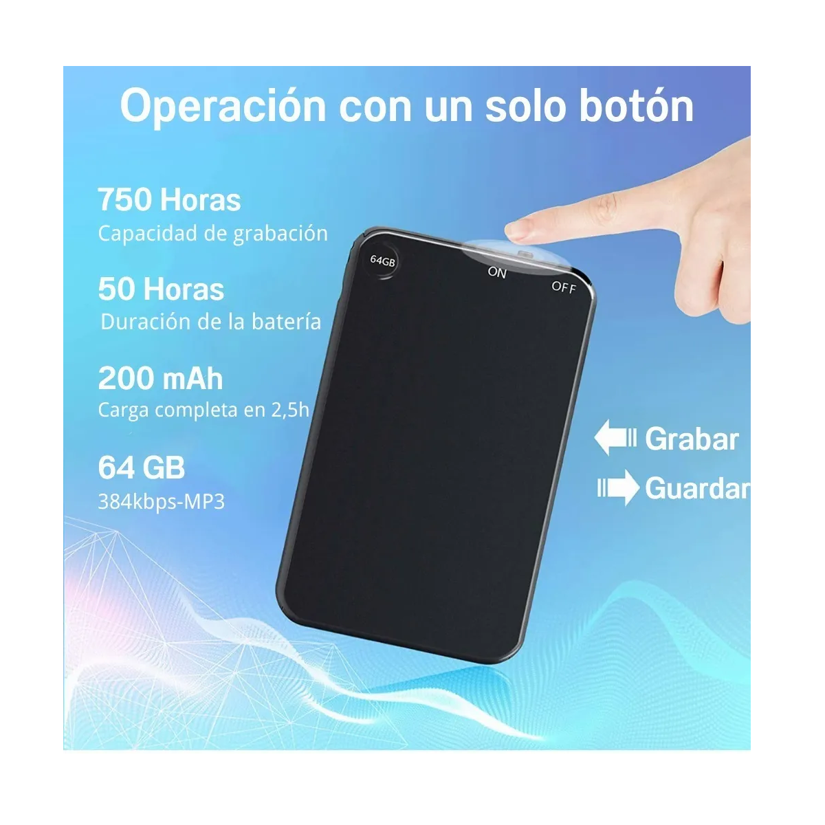 Foto 3 pulgar | Mini Grabadora de Voz  Eo Safe Imports Esi-2967 color Negro 64 GB Telele Grabadora Activada por Voz