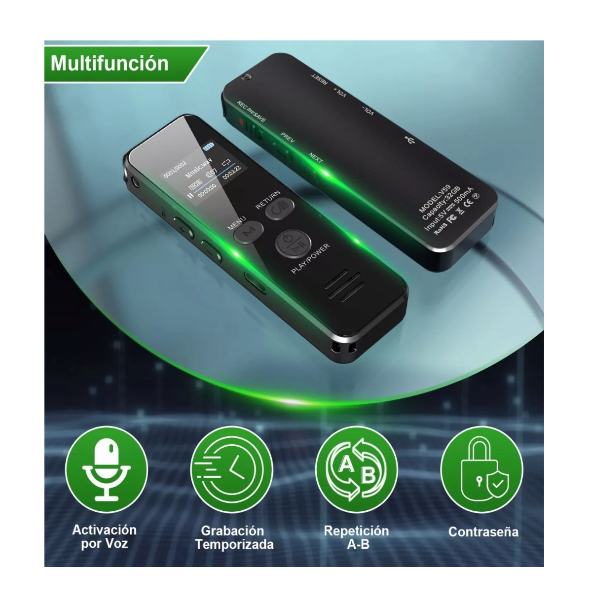Foto 4 | Grabadora de Voz Lab.G 64gb Activada por Voz
