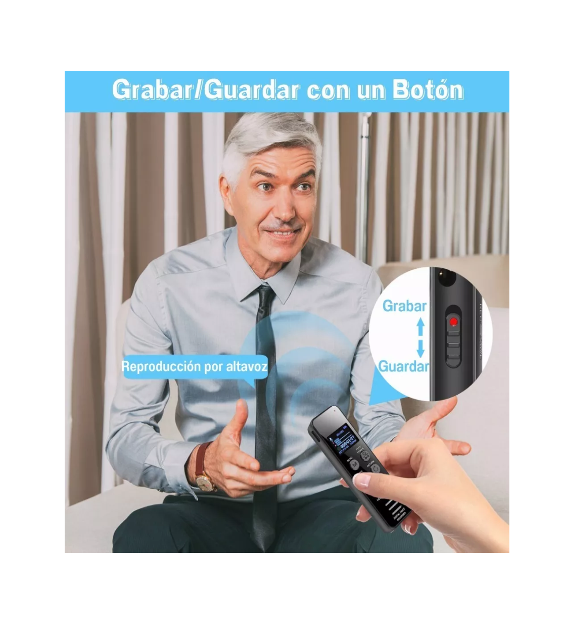 Foto 3 | Grabadora de Voz Digital Belug con 60 Horas de Grabación Continua