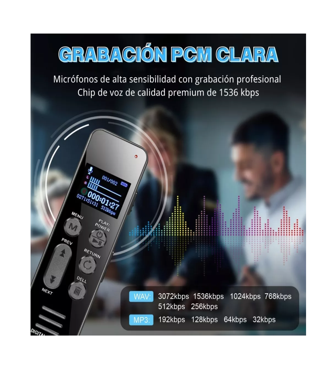 Foto 4 | Grabadora de Voz Digital Belug con 60 Horas de Grabación Continua