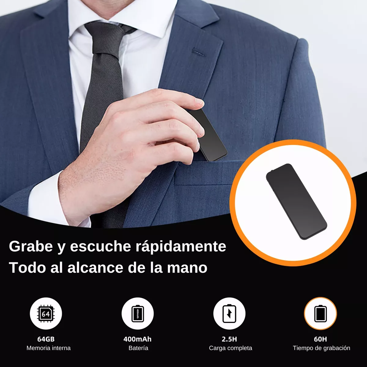 Foto 3 pulgar | Grabadora Voz, 64gb Grabadora Usb-c Portátil Para Clases Eo Safe Imports Esi-16153 Negro