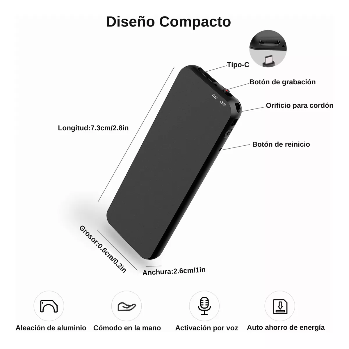 Foto 4 pulgar | Grabadora Voz, 64gb Grabadora Usb-c Portátil Para Clases Eo Safe Imports Esi-16153 Negro