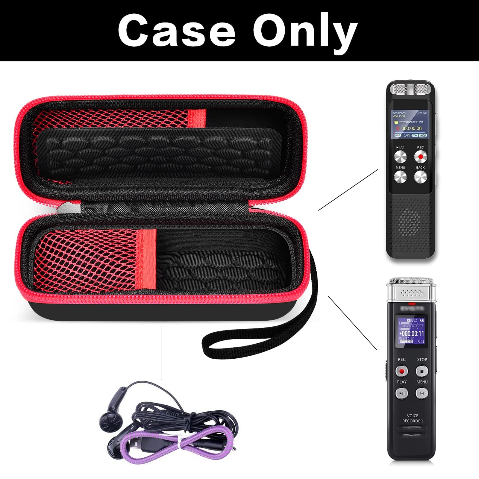 Foto 4 | Estuche De Transporte Para Grabadora De Voz Digital 136g 128gb - Venta Internacional.