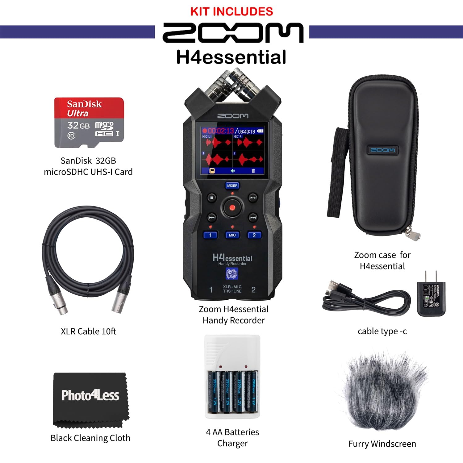 Foto 3 pulgar | Handy Recorder Zoom H4essential Con Paquete De Accesorios De 32 Gb - Venta Internacional.