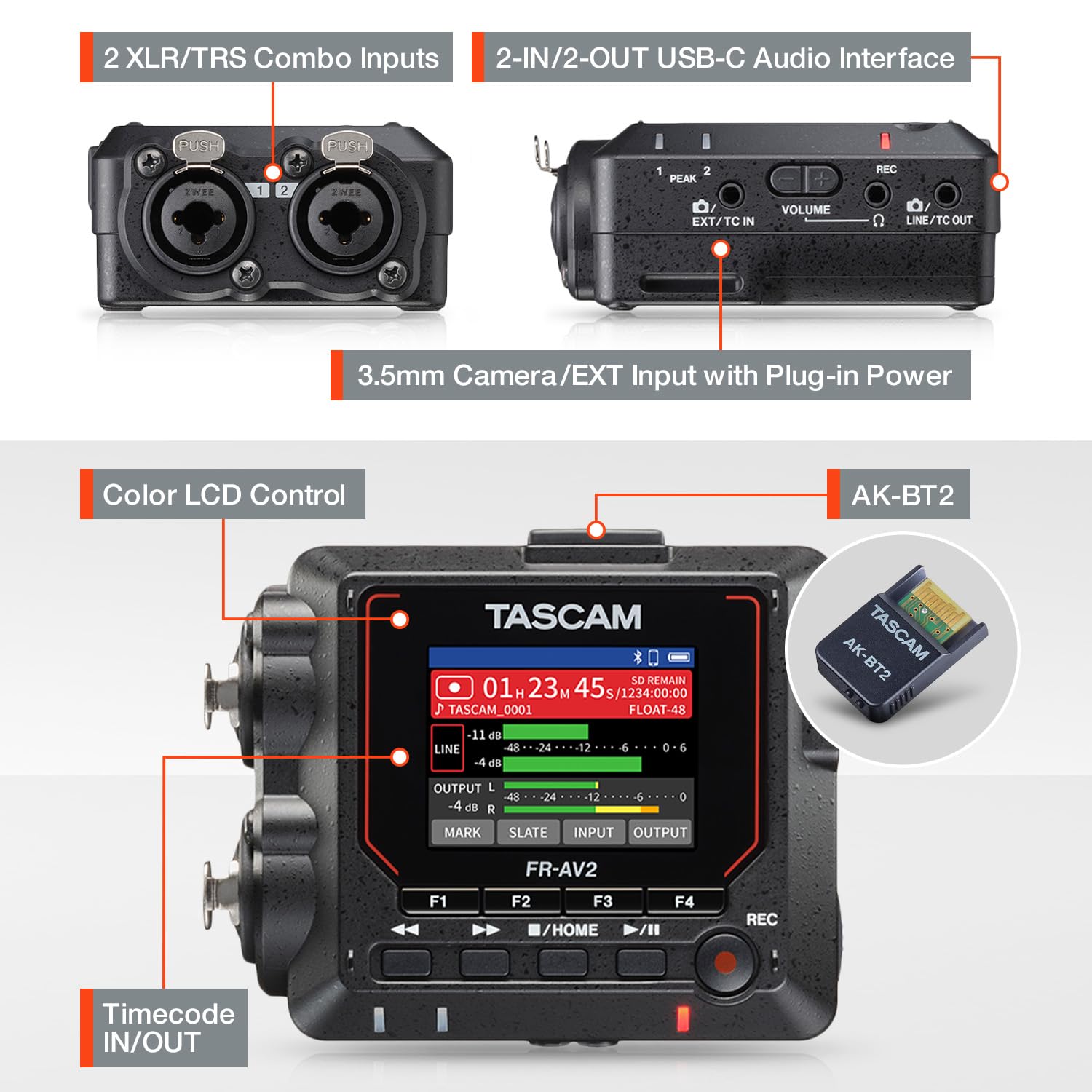 Foto 4 pulgar | Grabador De Campo Tascam Fr-av2 Compact 32 Bits Float Con Código De Tiempo - Venta Internacional.