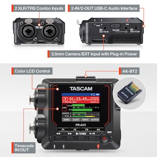Foto 3 | Grabador De Campo Tascam Fr-av2 Compact 32 Bits Float Con Código De Tiempo - Venta Internacional.