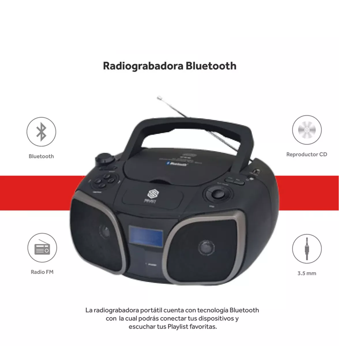 Foto 3 pulgar | Radiograbadora Bluetooth Radio Fm, Entrada Usb  Eo Safe Imports Esi-12964 Negro