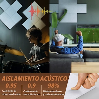 Foto 3 | Set Paneles Acústicos 30x30x1 Cm Absorvente 12 Pzs Eo Safe Imports Esi-14408 Blanco