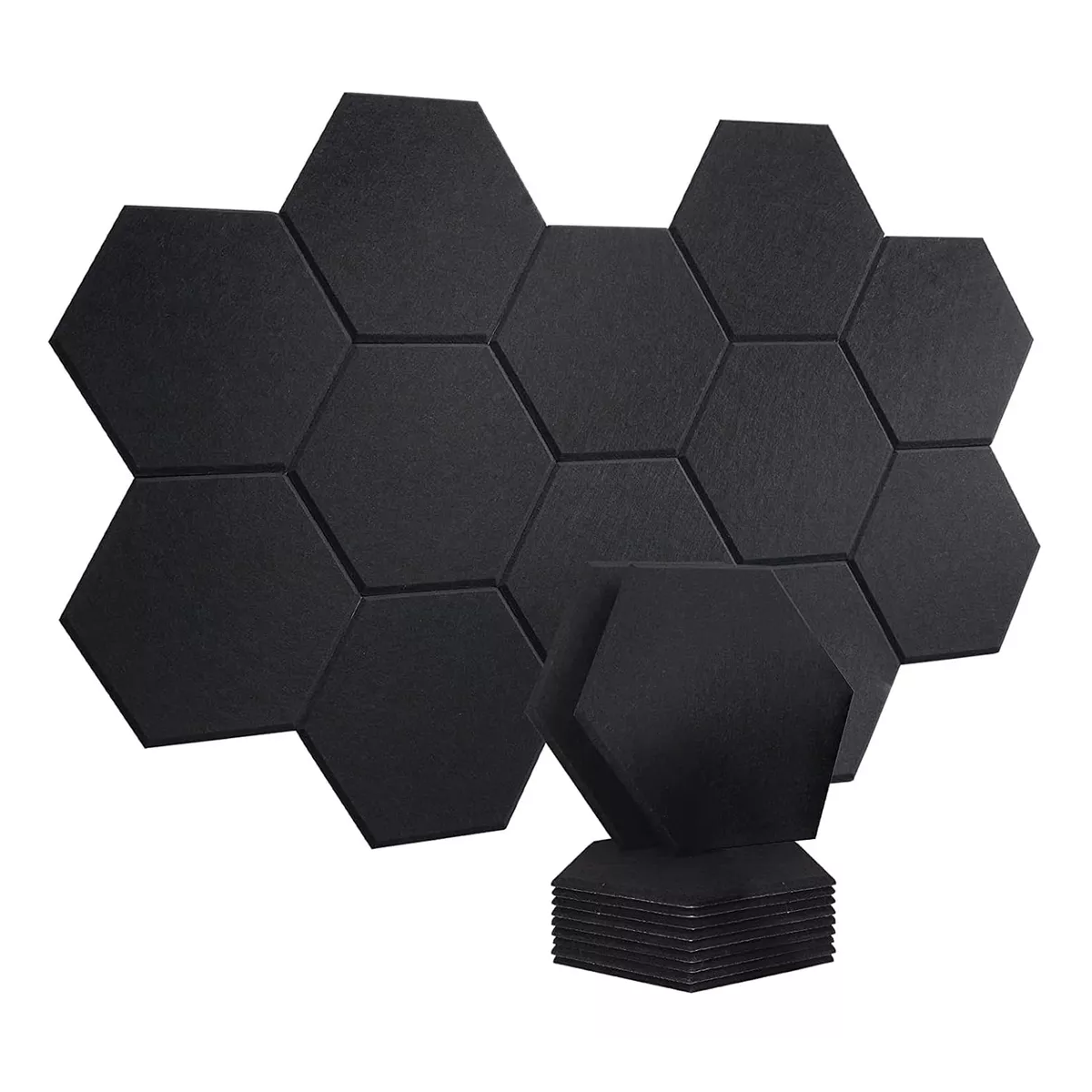 12 Paneles Acústicos Hexagonales de Espuma Acústica Eo Safe Imports Esi-16641 Negro