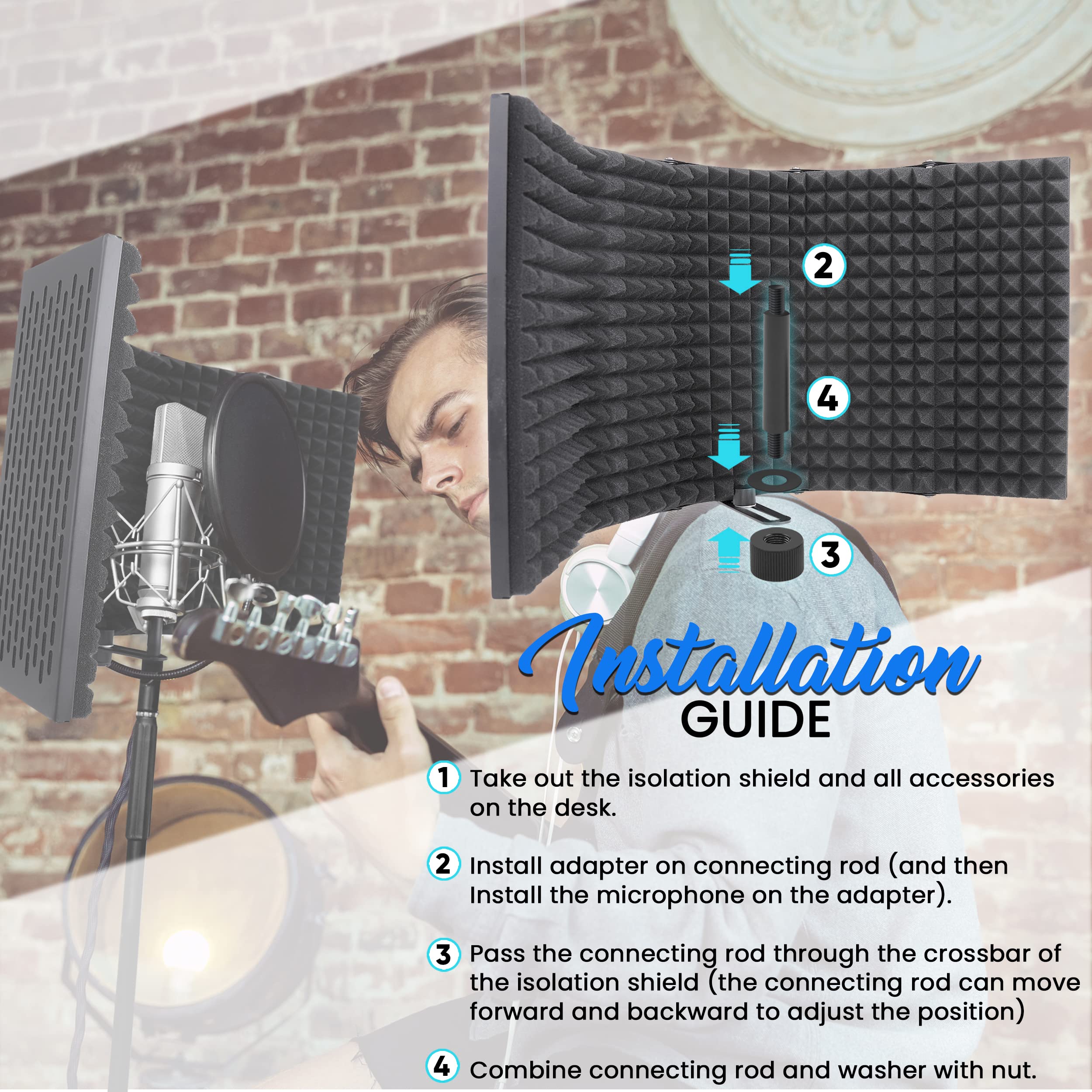 Foto 2 | Escudo De Aislamiento De Sonido Para Micrófono Pyle Studio Con 5 Paneles - Venta Internacional.