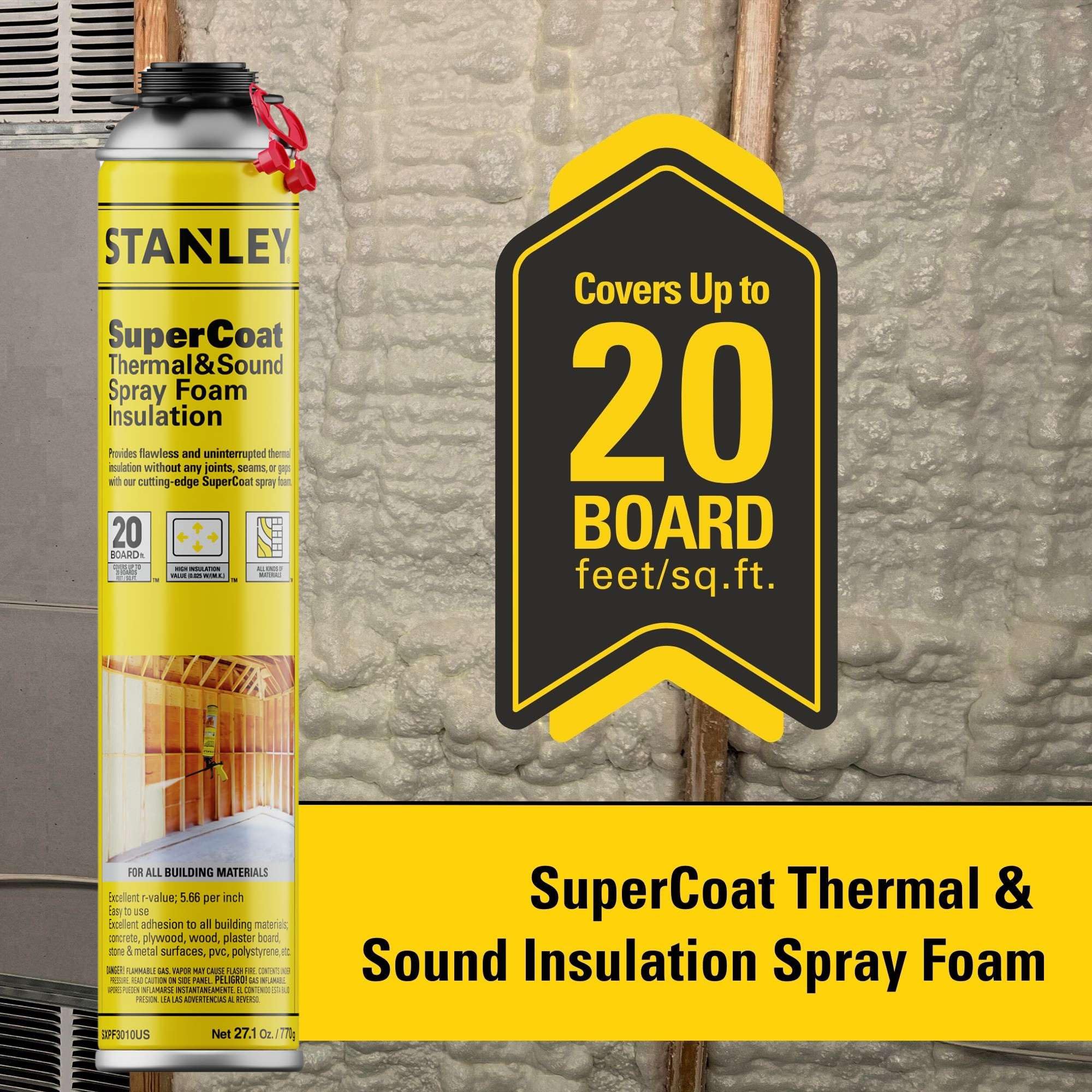 Foto 4 pulgar | Aislamiento De Espuma En Aerosol Stanley Supercoat Closed Cell 800 Ml - Venta Internacional.